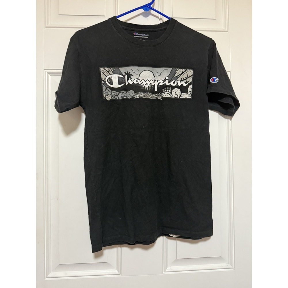 Champion Graphic Logo Black Tee Size Mens Small Activewear Shirt